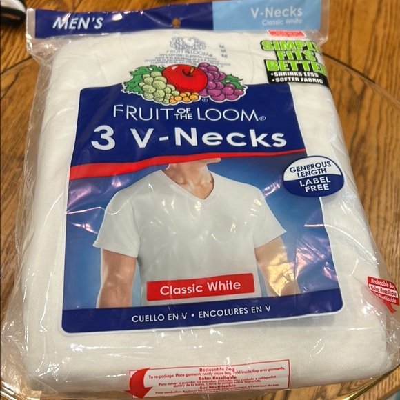 Fruit of the Loom Men's White V-Necks - Picture 1 of 2